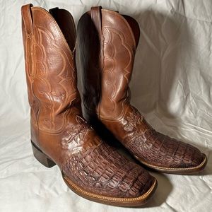 Lucchese Boots Men's Burnished Tan Caiman Croc 12 D CL1064